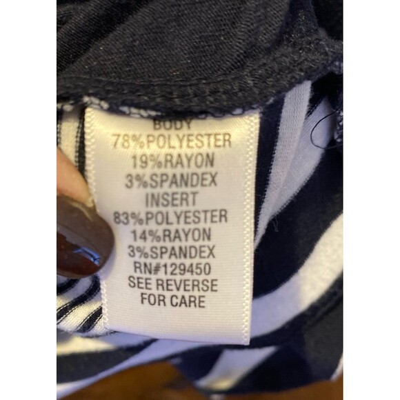 Croft & Barrow Blouse Plus Sz Petite XL Navy White Striped Top Casual + Stretch - Picture 5 of 11